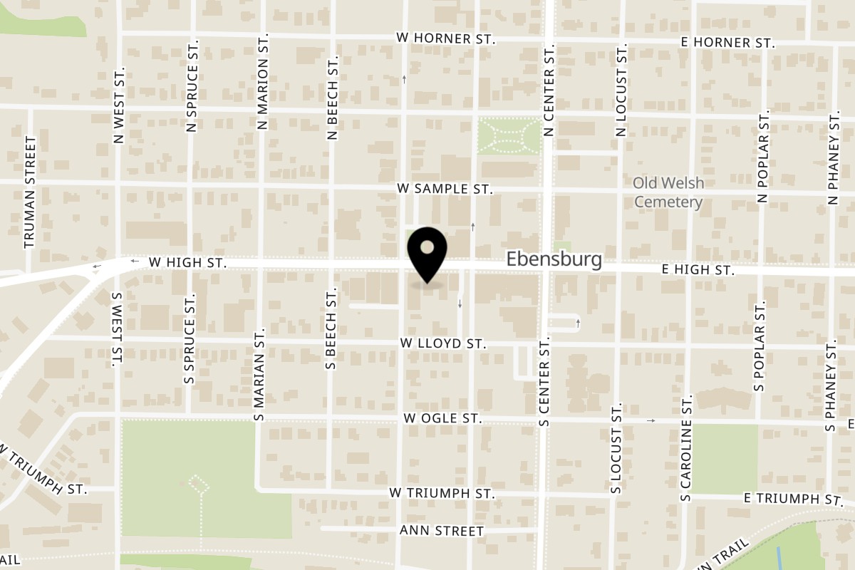 Map showing the location of Rik-N-Nik’s on 220 W High St in Ebensburg